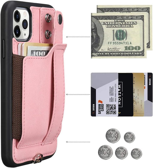 TOOVREN Phone Cover for iPhone 11 Pro Max Wallet Case with Card Holder PU Leather Kickstand Fits iPhone 11 Pro Max Case with Strap Stand Adjustabl...